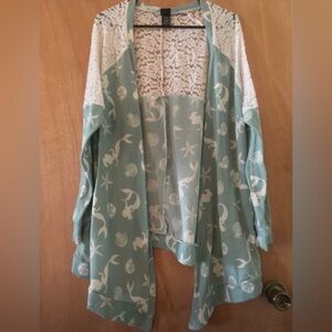 Torrid Seafoam and White Lace Cardigan